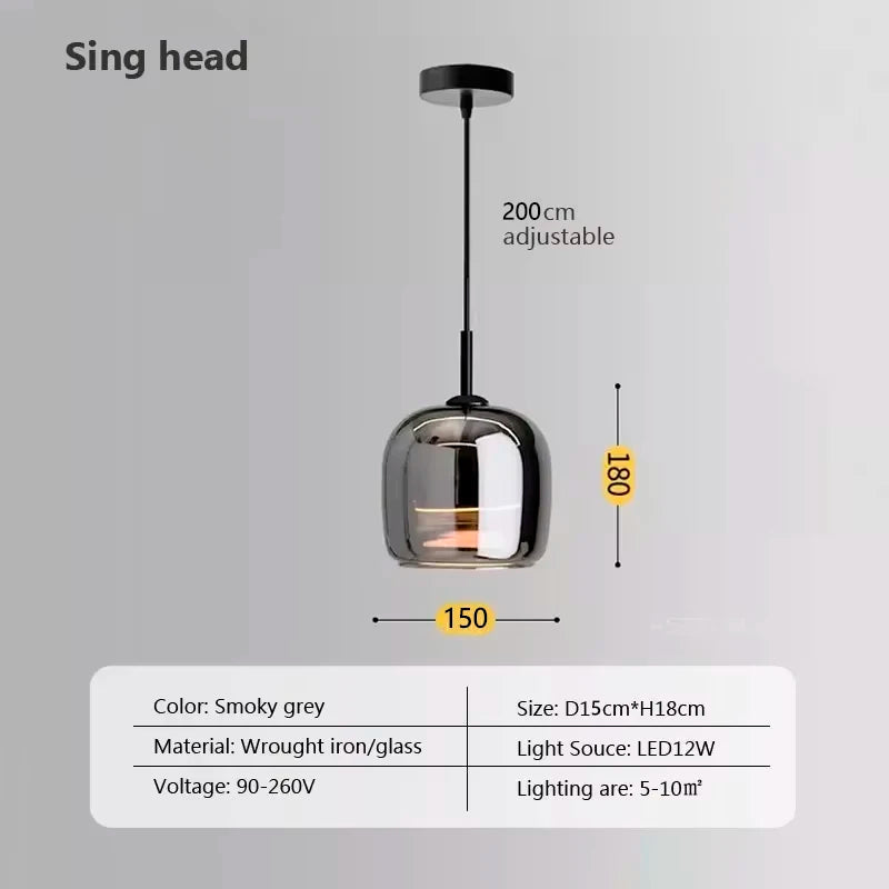 Nordisk LED-pendellampa i glas — minimalistisk skandinavisk kristallkrona - Desfino