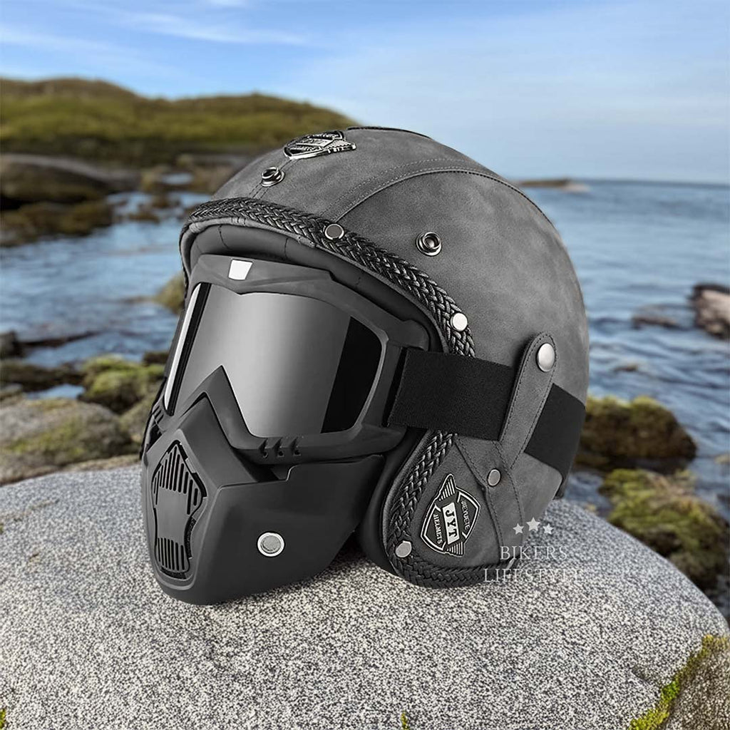 Casque de moto rétro jet 3/4 MotoJet — DOT & ECE certifié - Desfino