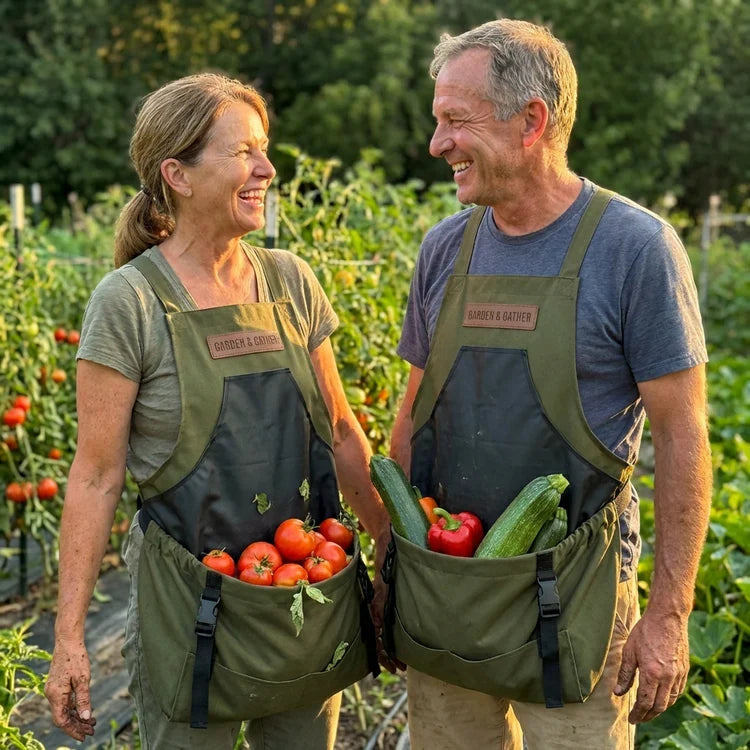 Fartuch ogrodowy na zbiory — uprząż z paskami krzyżowanymi na plecach, kieszenie, udźwig 20 lb - Desfino