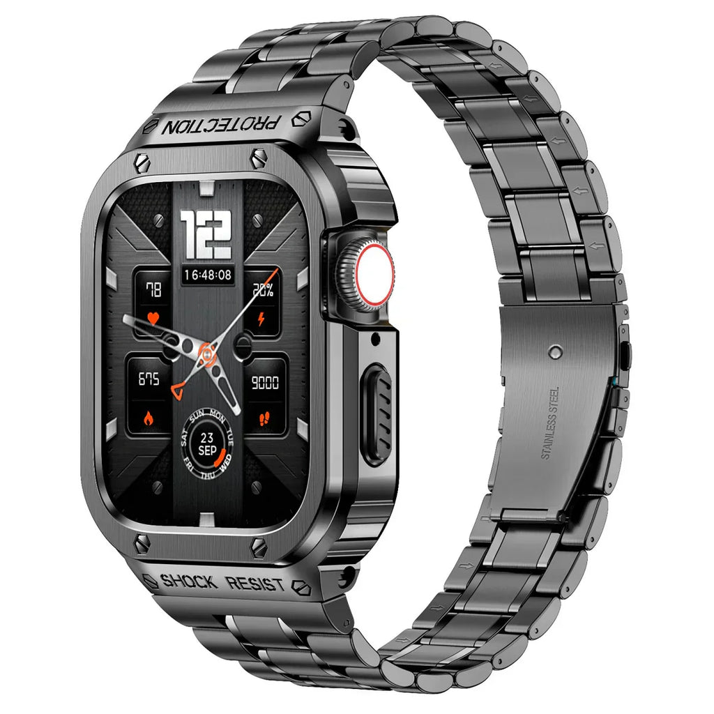 Bracelete Alera em aço inoxidável com caixa protetora para Apple Watch - Desfino