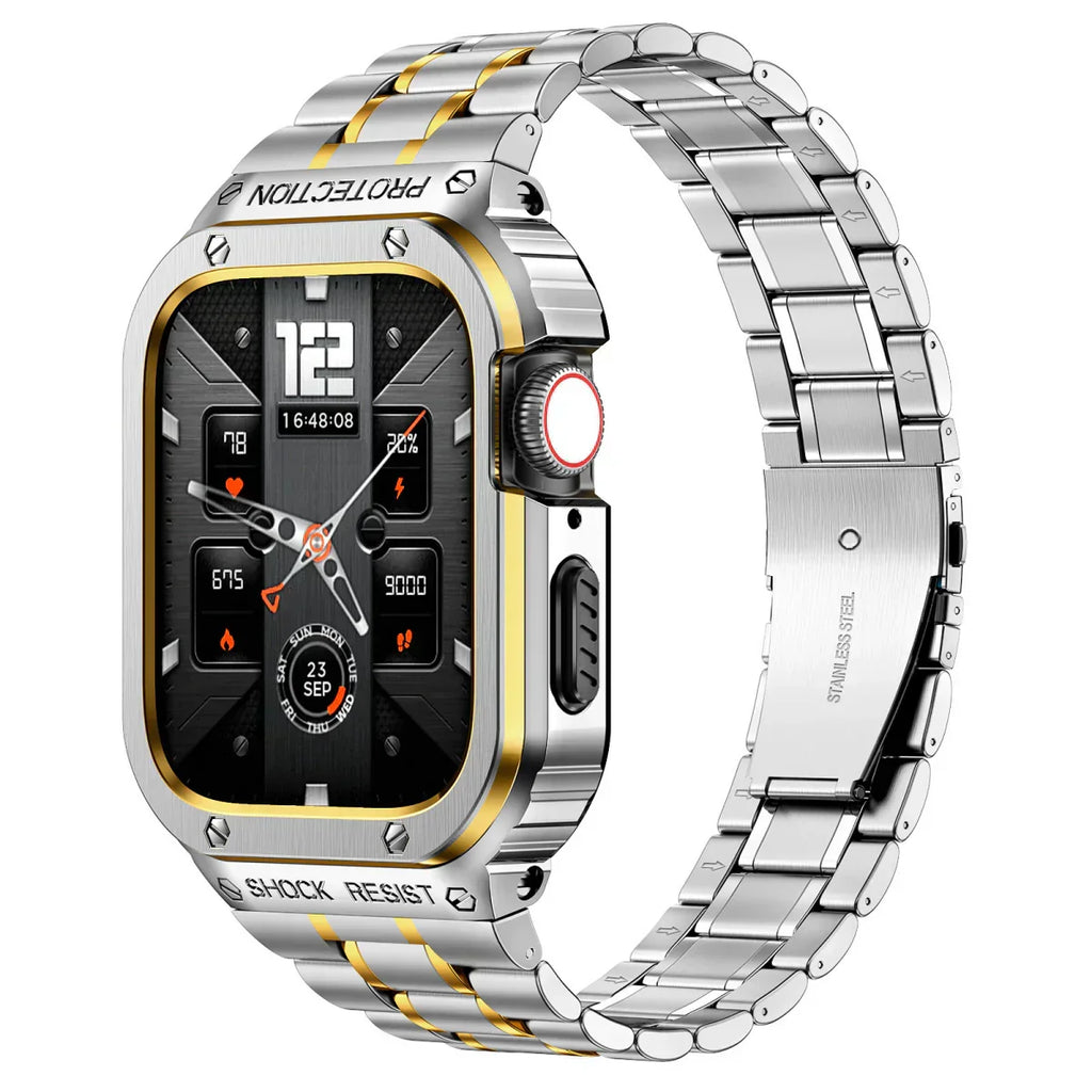 Bracelete Alera em aço inoxidável com caixa protetora para Apple Watch - Desfino
