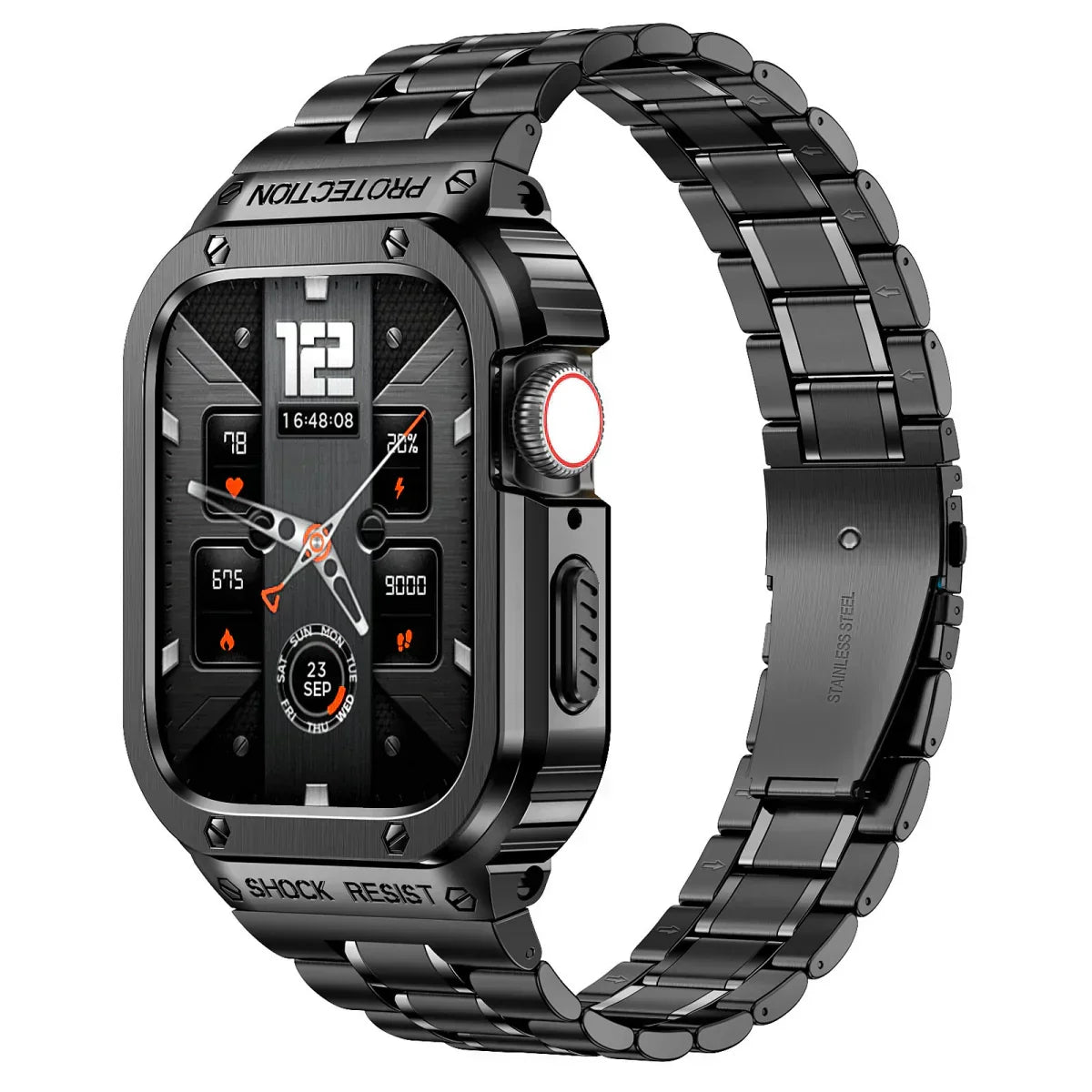 Alera ステンレススチールバンド＆保護ケース — Apple Watch向け一体型耐衝撃デザイン