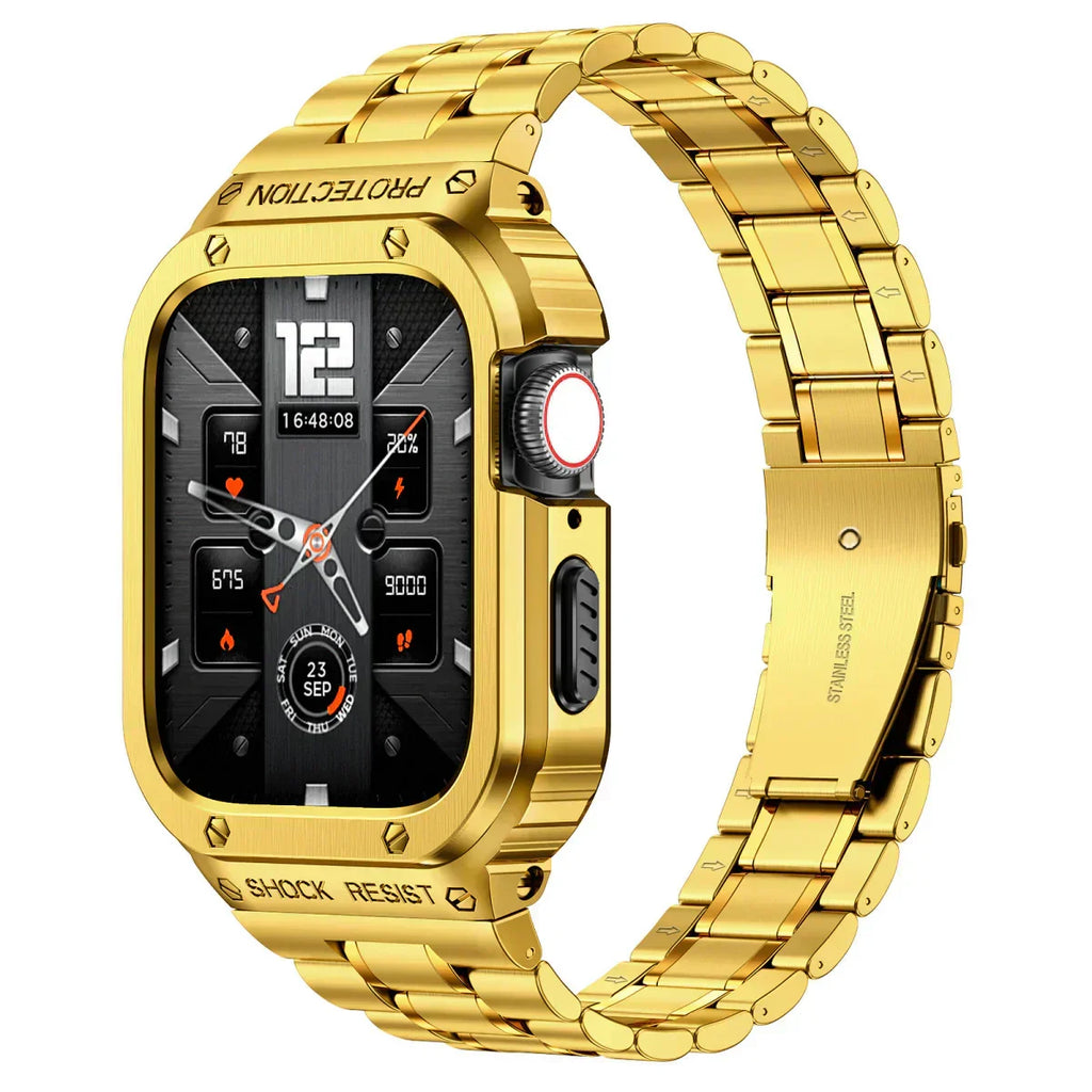 Bracelete Alera em aço inoxidável com caixa protetora para Apple Watch - Desfino