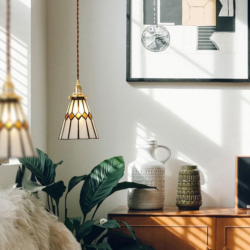 Candeeiro suspenso LED Mirella — vitral vintage, lâmpada de 4 W incluída - Desfino