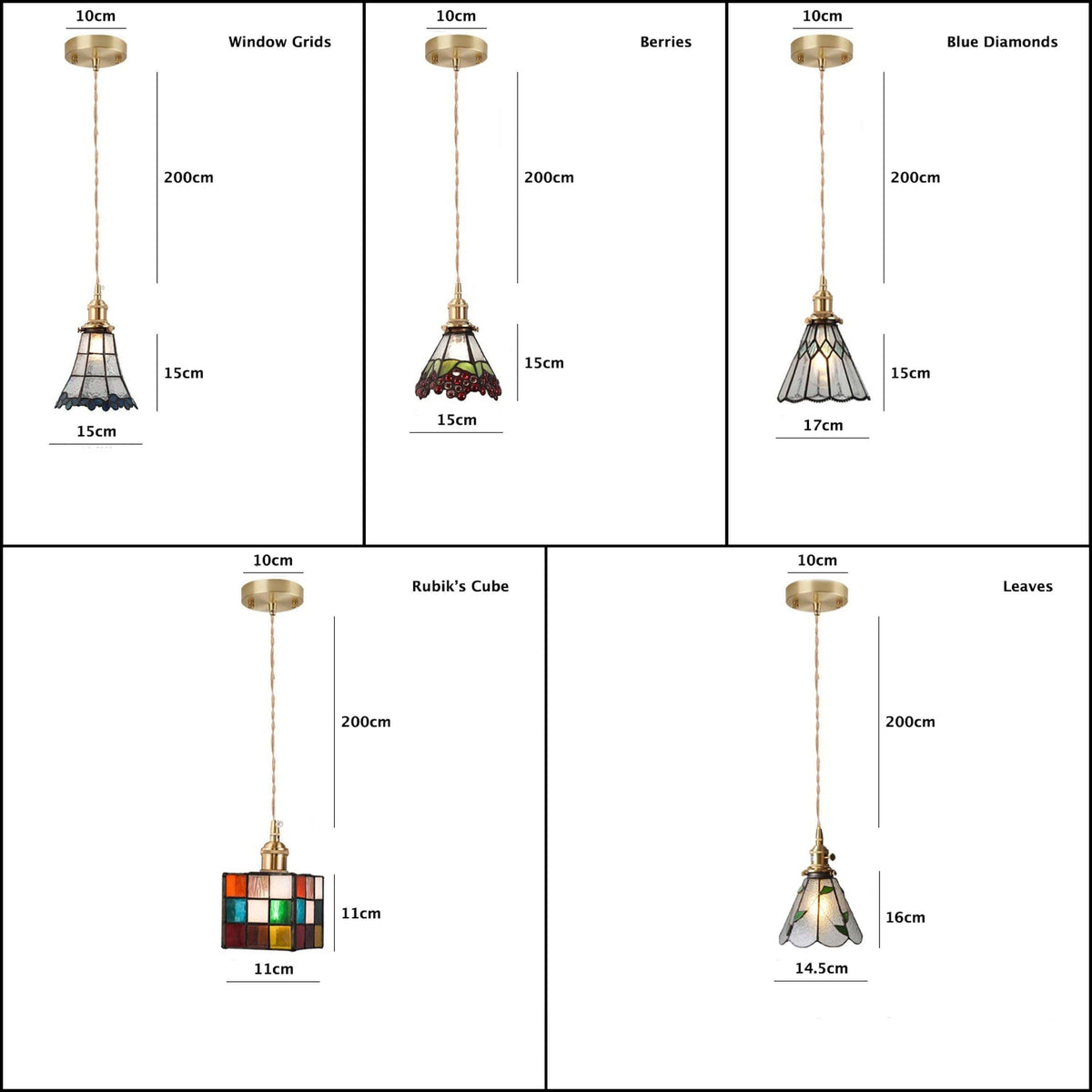 Candeeiro suspenso LED Mirella — vitral vintage, lâmpada de 4 W incluída - Desfino