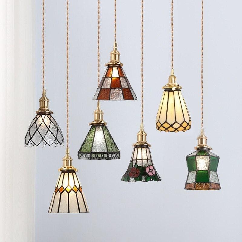 Candeeiro suspenso LED Mirella — vitral vintage, lâmpada de 4 W incluída - Desfino
