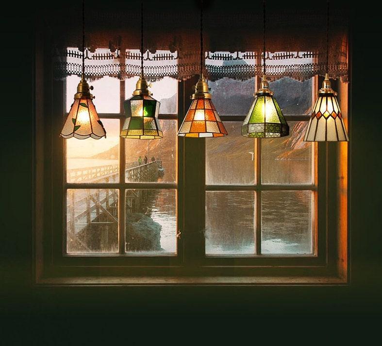 Candeeiro suspenso LED Mirella — vitral vintage, lâmpada de 4 W incluída - Desfino