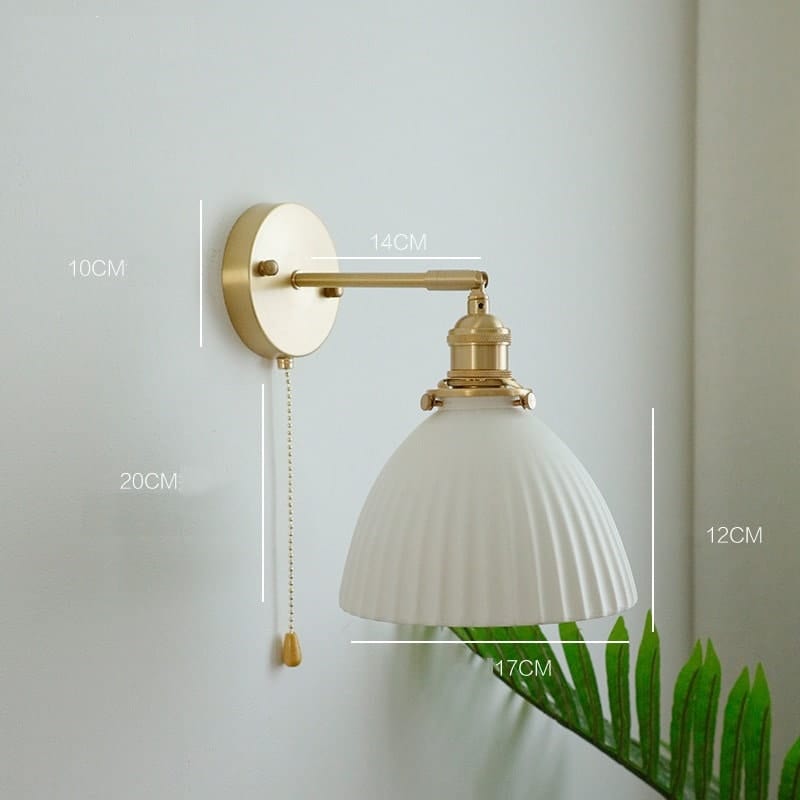Applique da parete fatta a mano — Paralume a coppa plissettato in ceramica, lampadina inclusa - Desfino