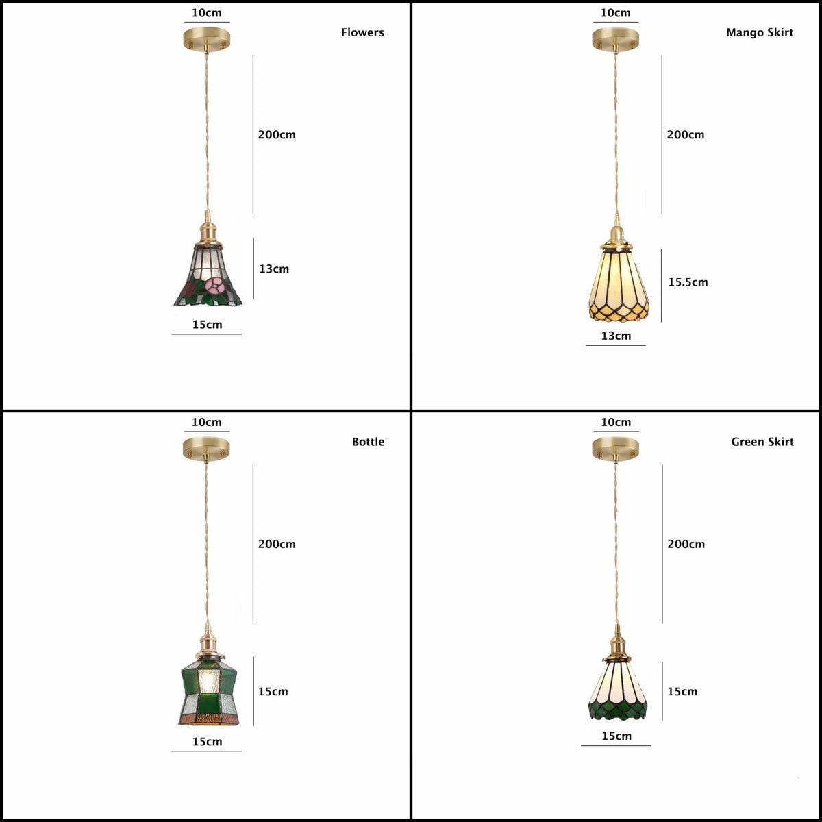 Candeeiro suspenso LED Mirella — vitral vintage, lâmpada de 4 W incluída - Desfino