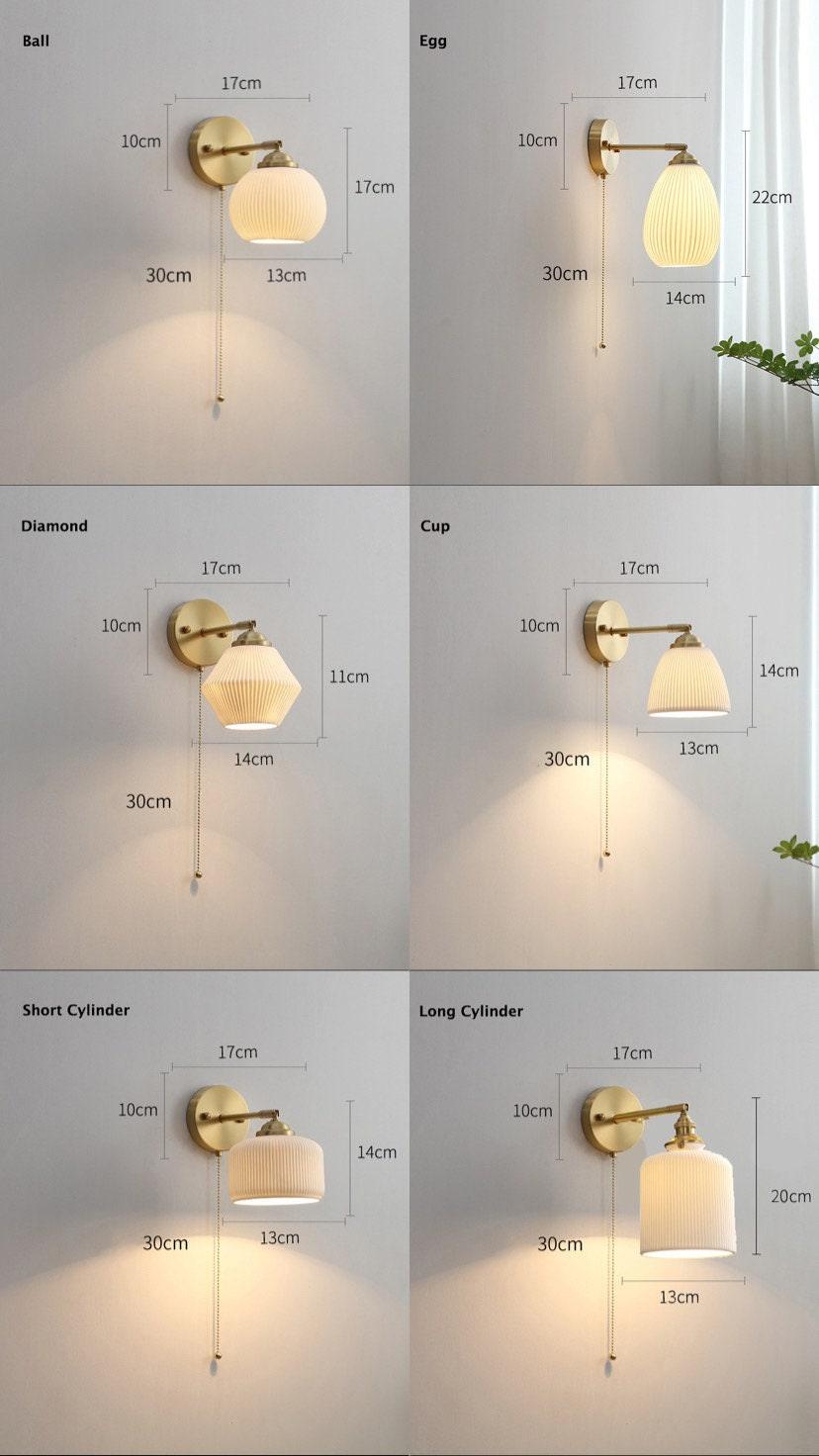 Ribbed Ceramic Sconce — Cup Shade, Brushed Brass Body, Bulb Included - Desfino