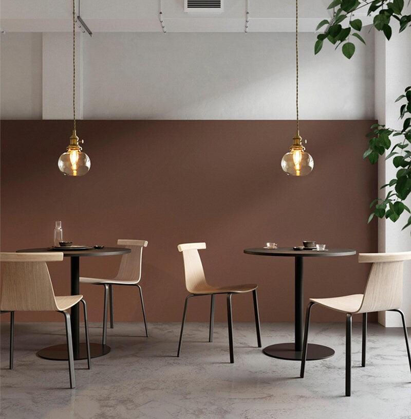Lampada a sospensione Lunora in vetro lavorato a mano — Ottone mid-century, LED - Desfino