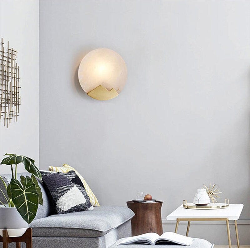 Applique LED in marmo Luma — design nordico minimalista, paralume rotondo | Desfino