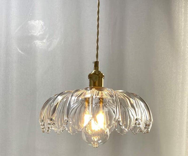Handmade Vintage Lotus Glass Pendant Light — Bulb Included - Desfino