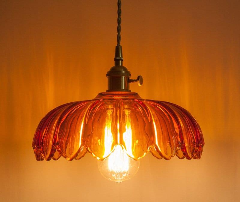 Handmade Vintage Lotus Glass Pendant Light — Bulb Included - Desfino