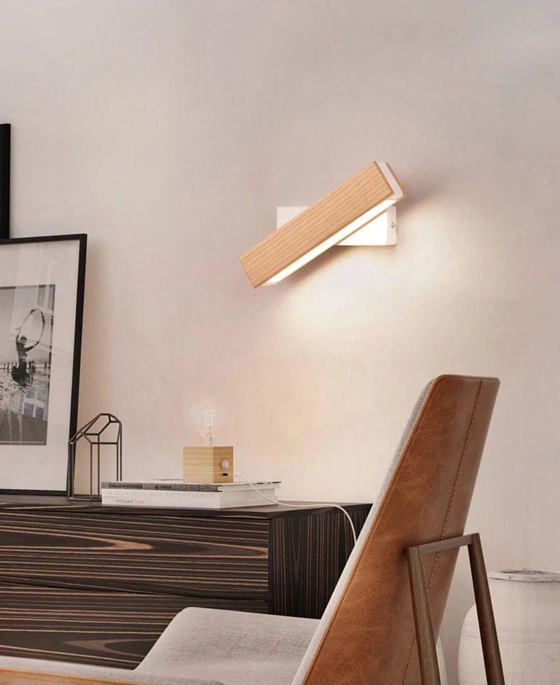 Applique LED da comodino in legno di frassino NordiGlow — Girevole, dimmerabile - Desfino