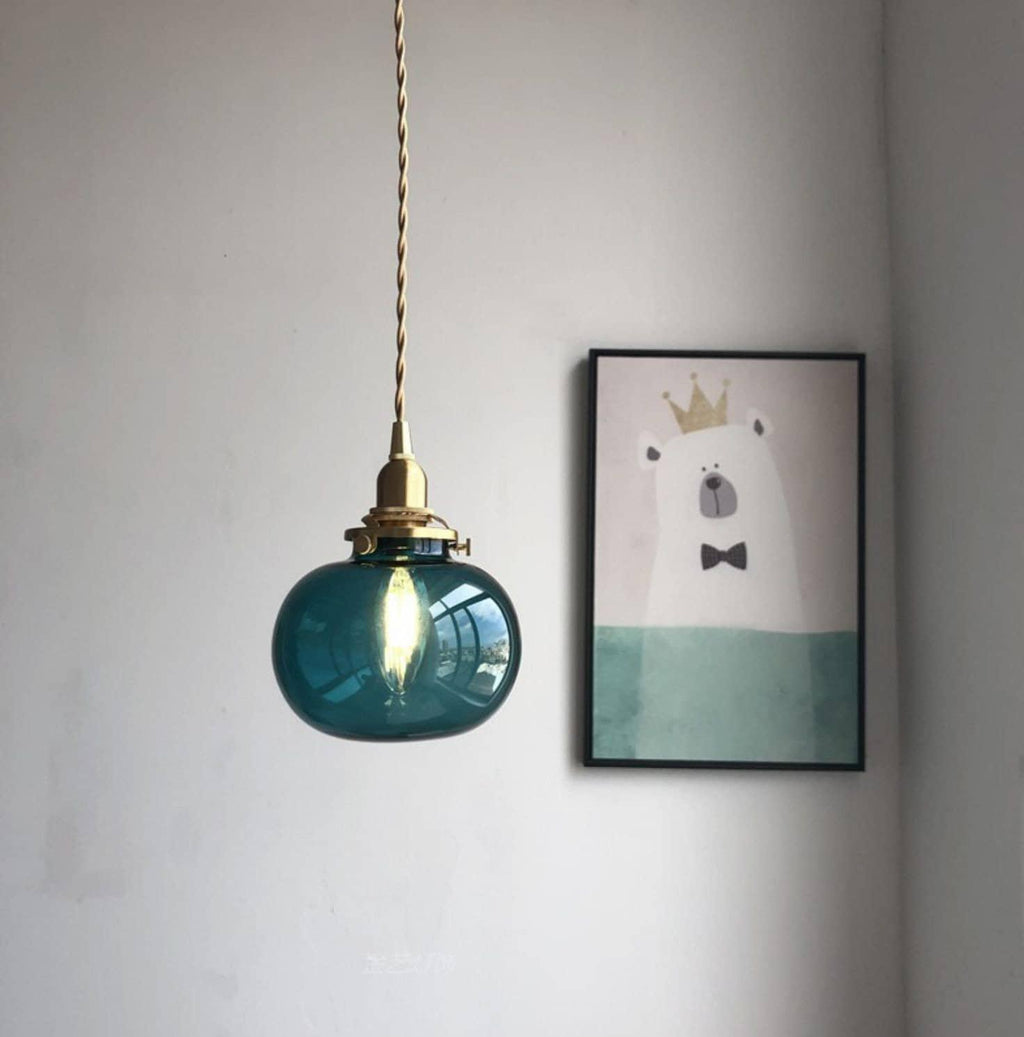 Lampada a sospensione Lunora in vetro lavorato a mano — Ottone mid-century, LED - Desfino
