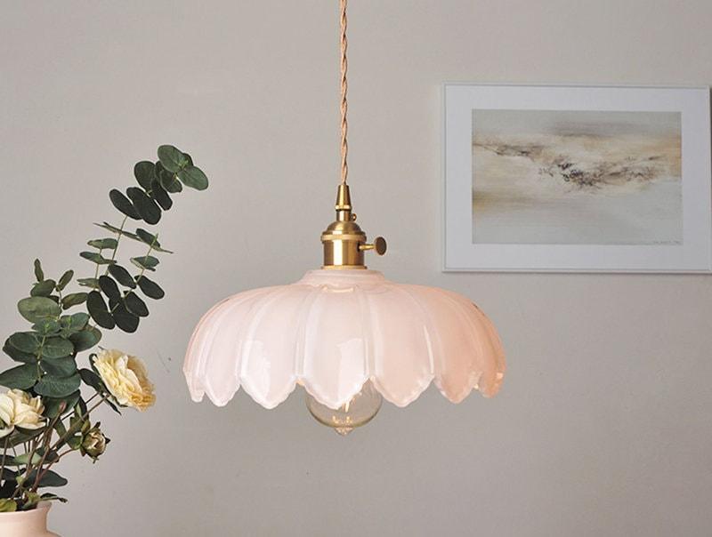 Handmade Vintage Lotus Glass Pendant Light — Bulb Included - Desfino