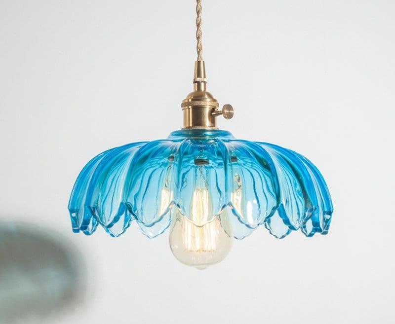 Handmade Vintage Lotus Glass Pendant Light — Bulb Included - Desfino