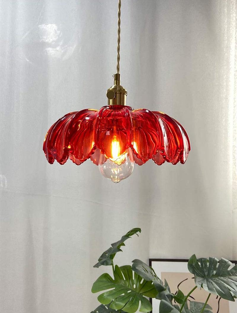 Handmade Vintage Lotus Glass Pendant Light — Bulb Included - Desfino