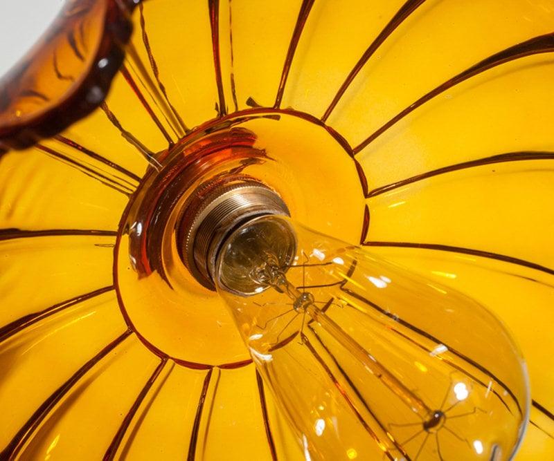 Handmade Vintage Lotus Glass Pendant Light — Bulb Included - Desfino