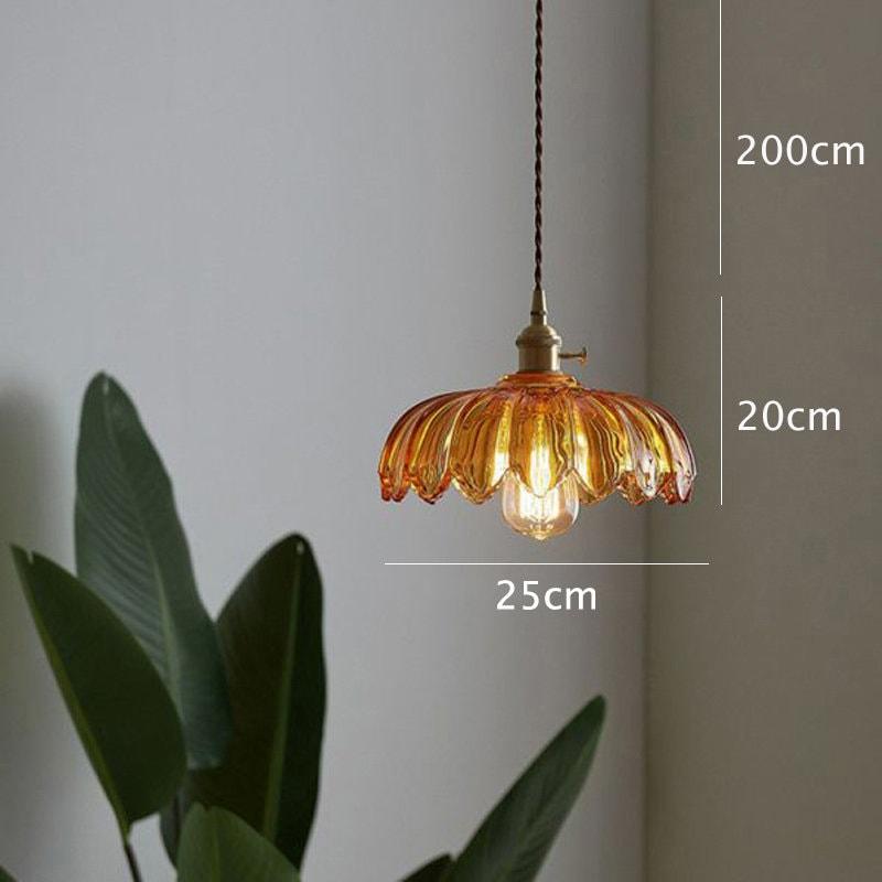 Handmade Vintage Lotus Glass Pendant Light — Bulb Included - Desfino