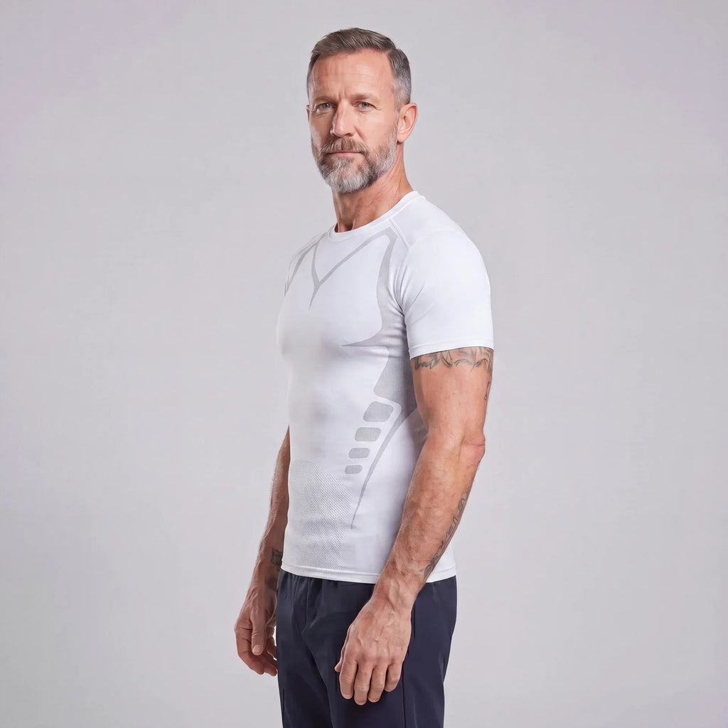 Men's Ionic Compression Short-Sleeve T-Shirt — Contour Shaping, Low-Profile Fit