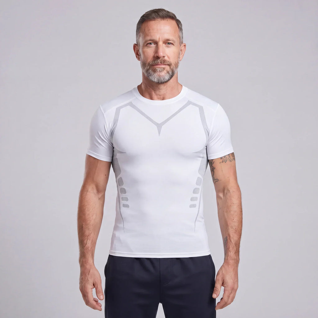 Men's Ionic Compression Short-Sleeve T-Shirt — Contour Shaping, Low-Profile Fit