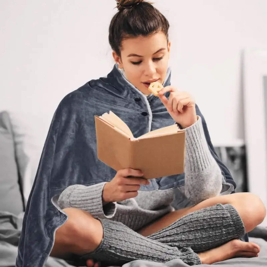 ThermaWear-akkulämmitteinen fleeceponchopeitto — 3 lämpöasetusta, USB-yhteensopiva - Desfino