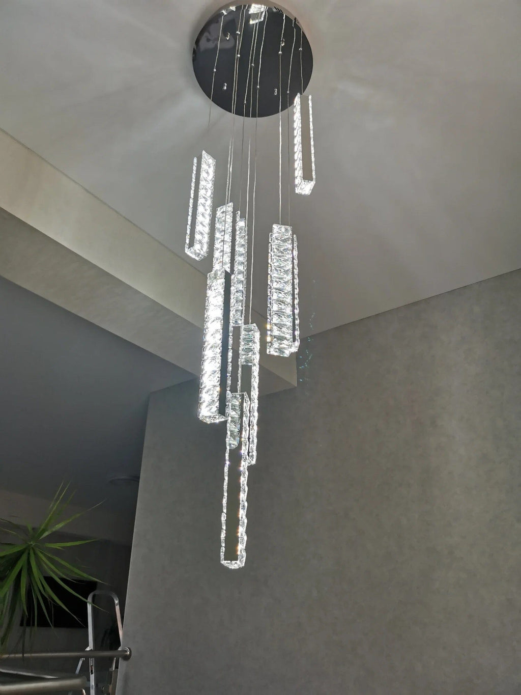 Orabella Modern LED Crystal Chandelier — Elongated Faceted Accents - Desfino