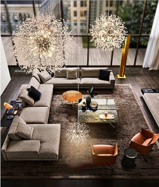 Asterra Crystal Dandelion Pendant Ceiling Light — Adjustable LED Strip - Desfino