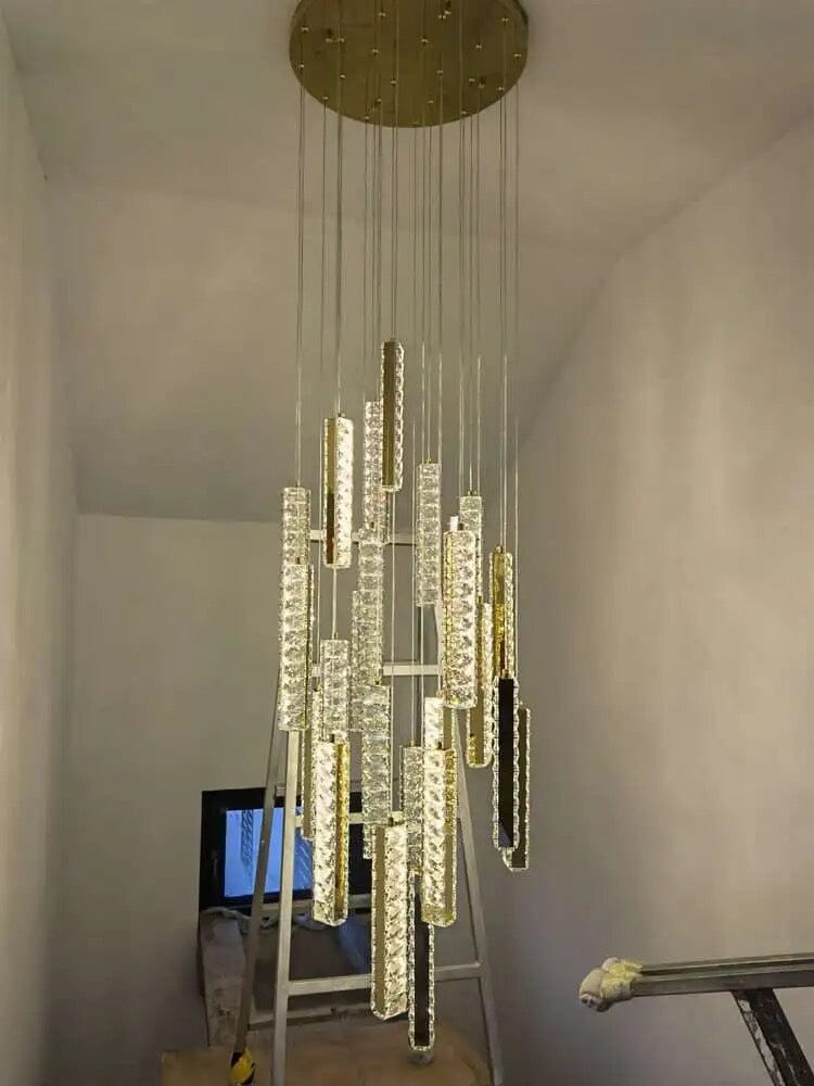 Orabella Modern LED Crystal Chandelier — Elongated Faceted Accents - Desfino