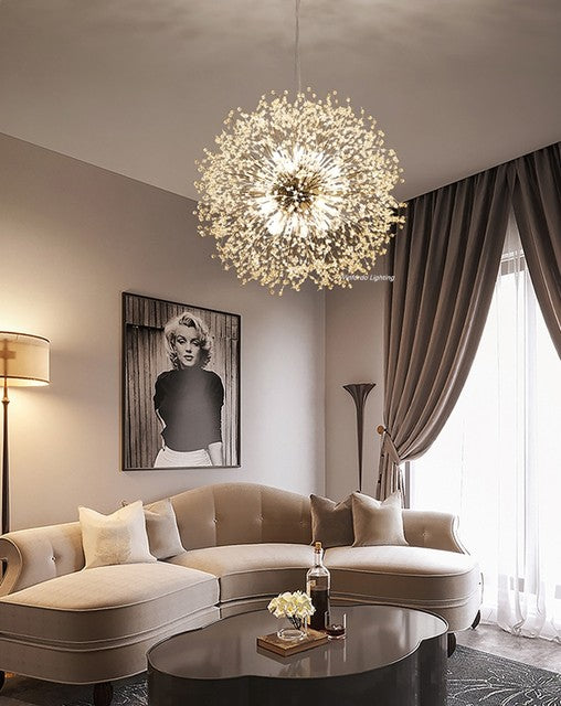 Asterra Crystal Dandelion Pendant Ceiling Light — Adjustable LED Strip - Desfino
