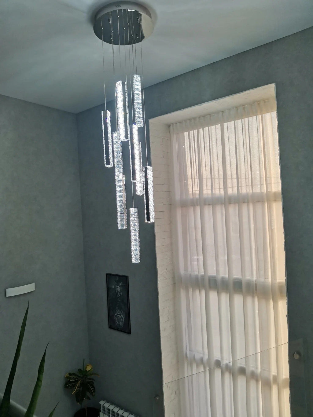 Orabella Modern LED Crystal Chandelier — Elongated Faceted Accents - Desfino