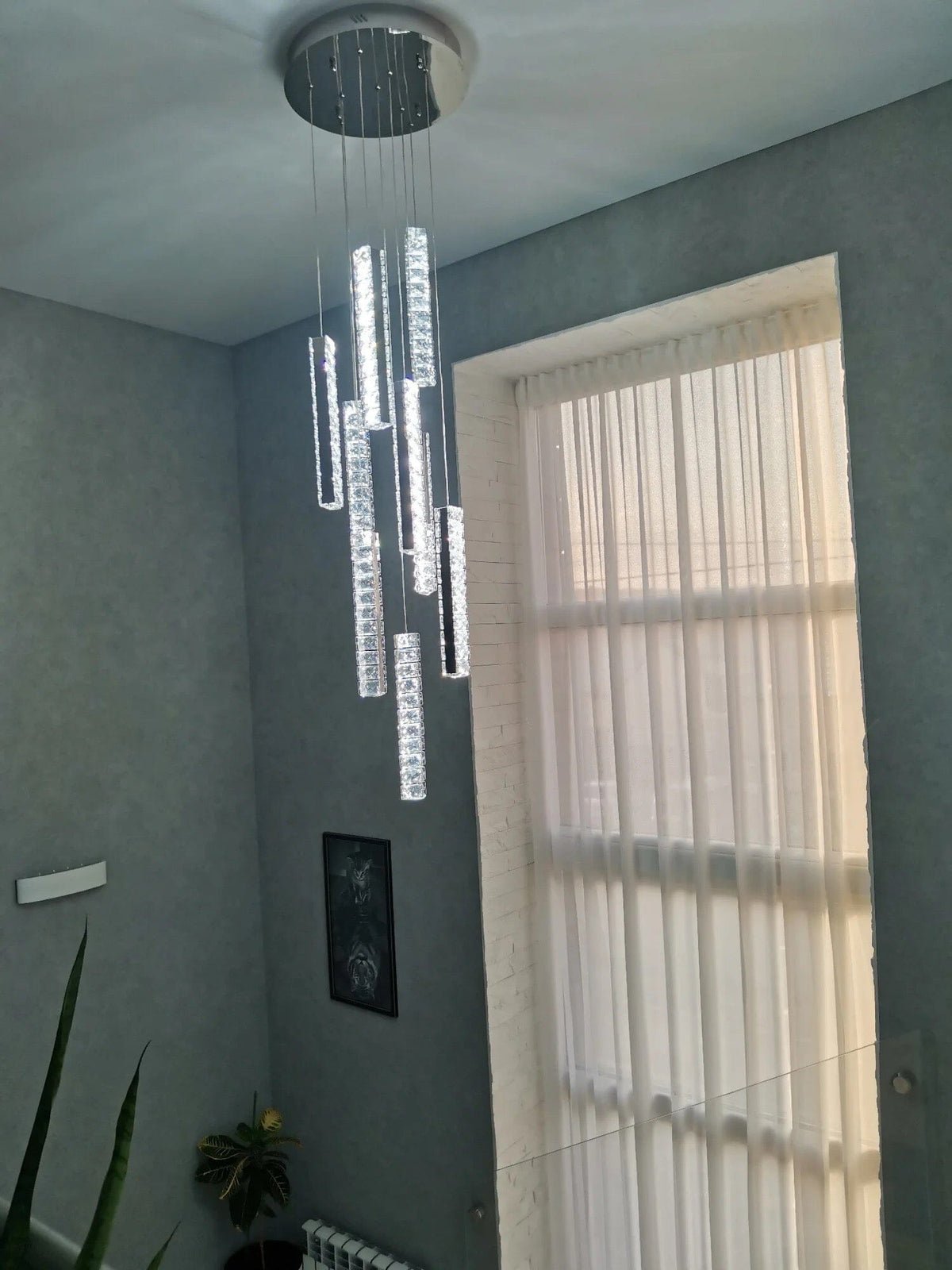 Orabella Modern LED Crystal Chandelier — Elongated Faceted Accents - Desfino