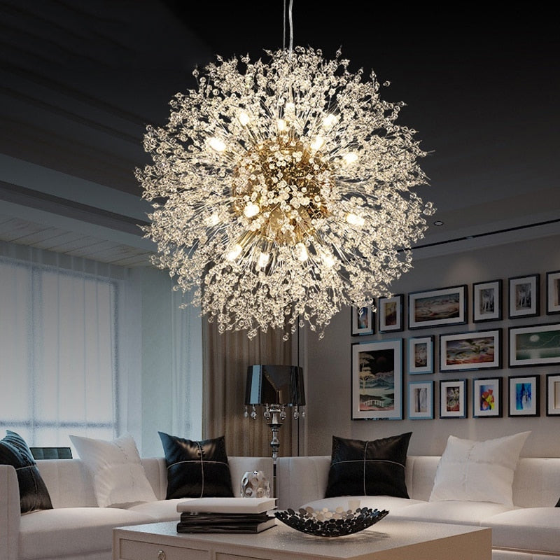 Asterra Crystal Dandelion Pendant Ceiling Light — Adjustable LED Strip - Desfino