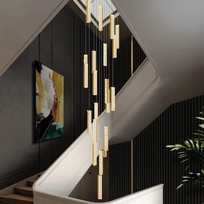 Orabella Modern LED Crystal Chandelier — Elongated Faceted Accents - Desfino