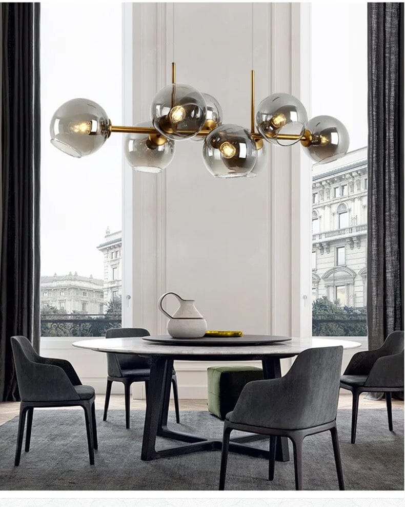 Aveline-bubbelkroonluchter — zwarte en gouden hanglamp van 56 W, 40 x 110cm - Desfino