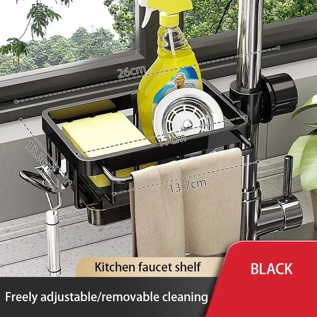 Hliníkový organizér do dřezu — závěsný držák pro rychlý odtok vody - Desfino
