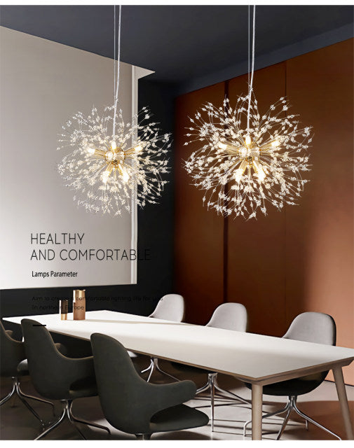 Asterra Crystal Dandelion Pendant Ceiling Light — Adjustable LED Strip - Desfino