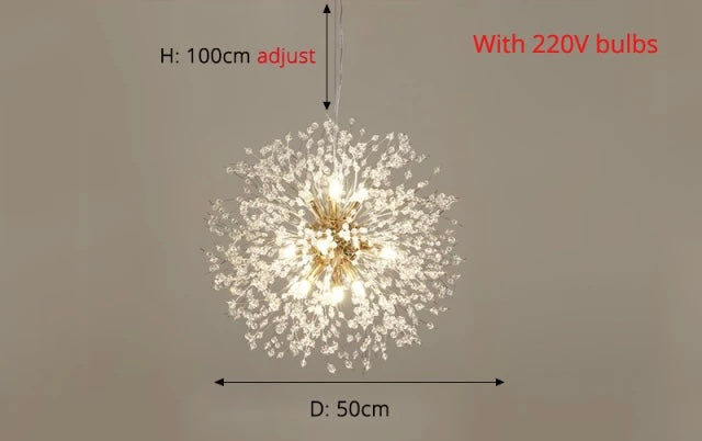 Asterra Crystal Dandelion Pendant Ceiling Light — Adjustable LED Strip - Desfino