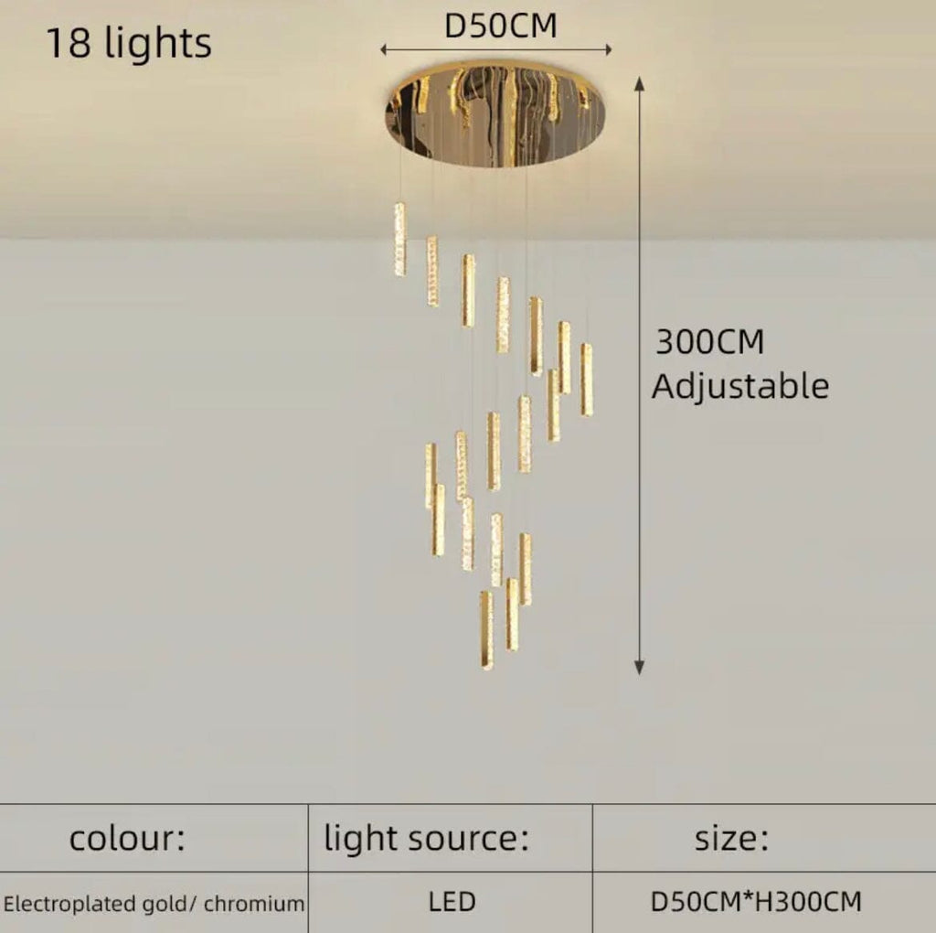 Orabella Modern LED Crystal Chandelier — Elongated Faceted Accents - Desfino