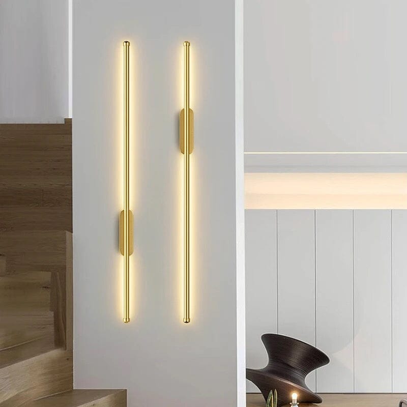 Guldbelagt rørformet LED-væglampe — minimalistisk arkitektonisk belysning - Desfino