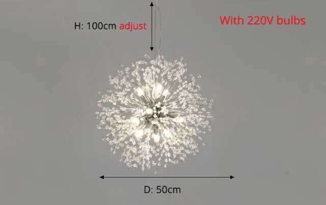 Asterra Crystal Dandelion Pendant Ceiling Light — Adjustable LED Strip - Desfino