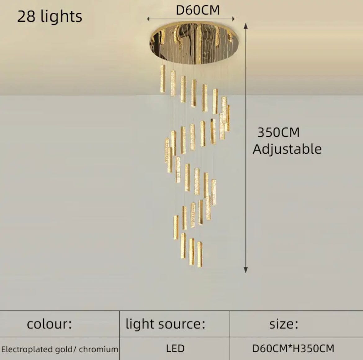 Orabella Modern LED Crystal Chandelier — Elongated Faceted Accents - Desfino