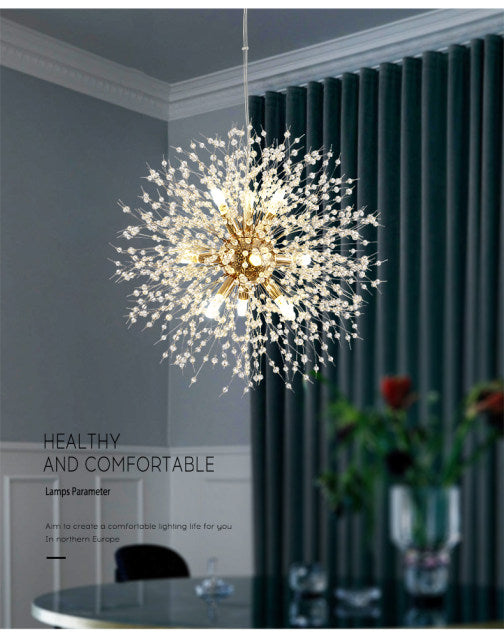 Asterra Crystal Dandelion Pendant Ceiling Light — Adjustable LED Strip - Desfino