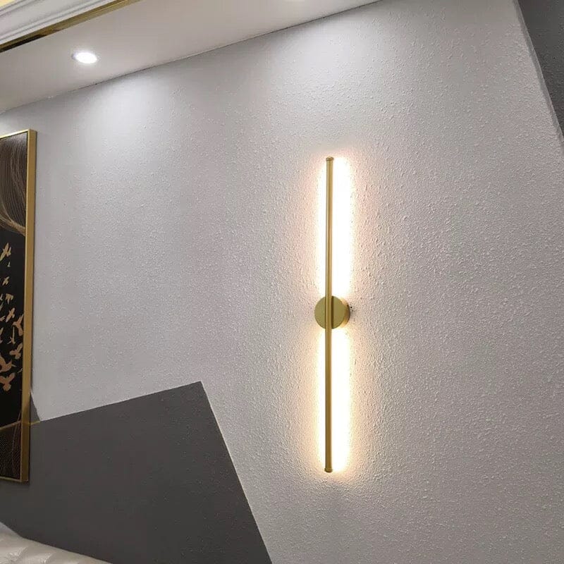 Guldbelagt rørformet LED-væglampe — minimalistisk arkitektonisk belysning - Desfino