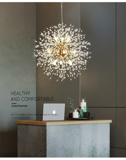 Asterra Crystal Dandelion Pendant Ceiling Light — Adjustable LED Strip - Desfino