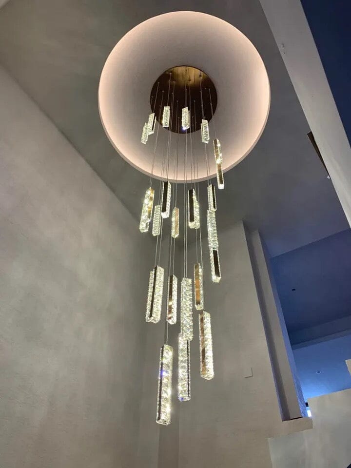 Orabella Modern LED Crystal Chandelier — Elongated Faceted Accents - Desfino