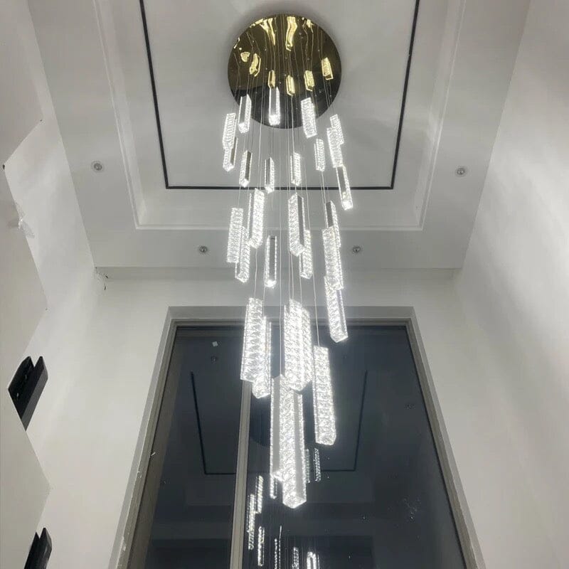 Orabella Modern LED Crystal Chandelier — Elongated Faceted Accents - Desfino