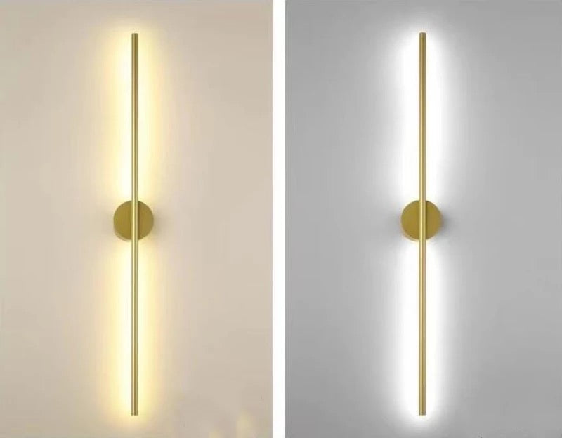 Guldbelagt rørformet LED-væglampe — minimalistisk arkitektonisk belysning - Desfino